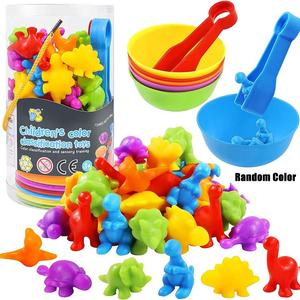 1 Set Color Classification & Sensory Training Toy, Counting Dinosaur Toys, Matching Games with Sorting Bowls, Early Educational Math Toys for Kids, Stocking Filler