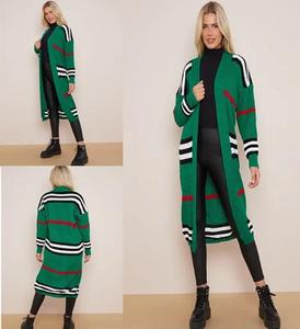 Findfashion Women's Long Sleeves Open Front Striped Longline Knitted Open Cardigan For Ladies One Size