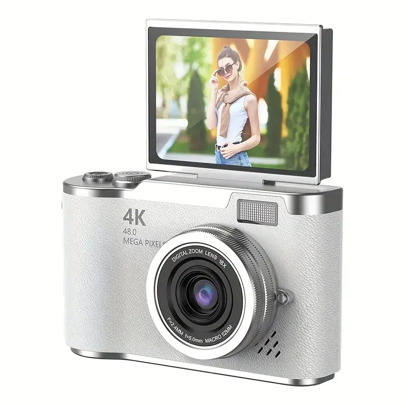 48MP Compact Digital Camera 4K HD 8X Zoom with Flip Screen Ideal for Students and Travel Photography 0