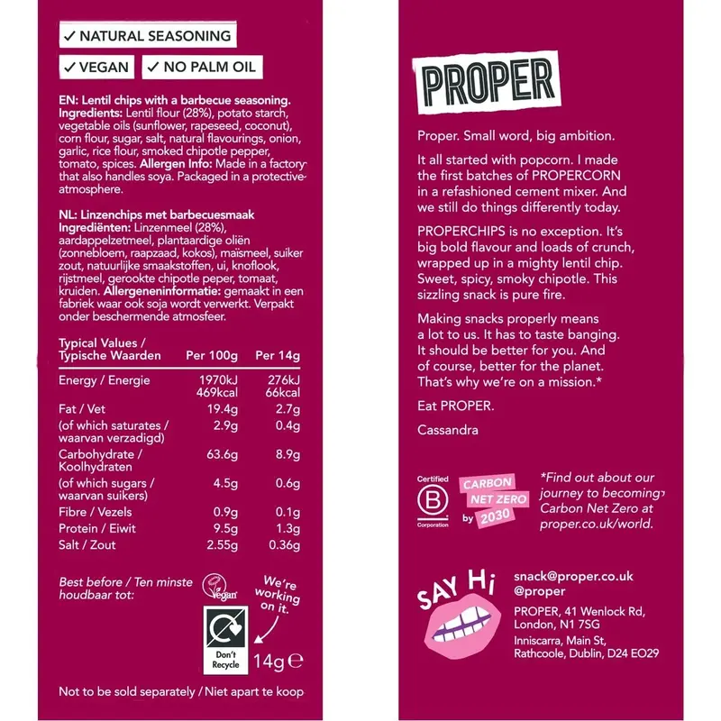 Proper Chips Snack Box - BBQ & Salt & Vinegar Mixed Case - Vegan & Gluten Free - 32 x 14g - Bold Flavor Bites - Healthy Snacking - Crunchy, Crispy 3
