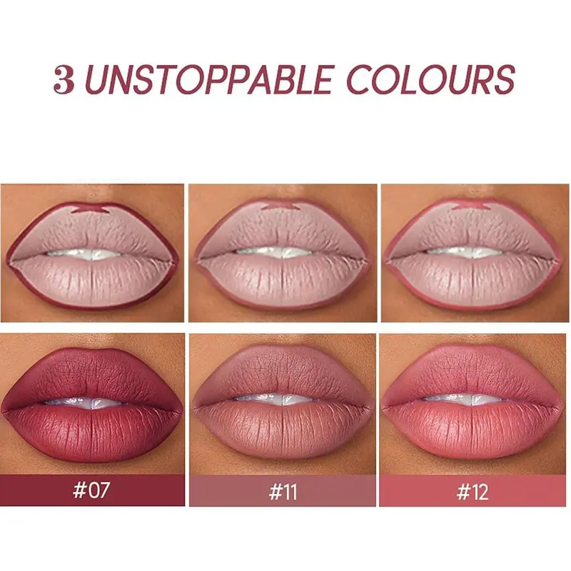 6Pcs Lipstick Lip Liner Set, Non-Stick Cup Not Fade Waterproof Long Lasting Nude lip stain Makeup Kits Velvety Nude Lipliner Lip Gloss Make Up Gift Set For Women 2