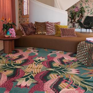 Vintage Flamingo Pattern Area Rug, 1 Count Non-slip Soft Floor Mat, Decorative Carpet for Home Living Room Bedroom Hotel Dormitory, Unique Rugs, Bohemian Style Rugs