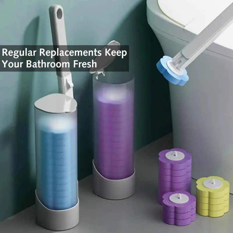 18PCS Disposable Toilet Brush Refills,Toilet Brush Head Replacement, 3 Layer Sponge Refills Head for Bathroom Floor Drain Hand-Washing Basin Toilet Wand(Without handle) 1