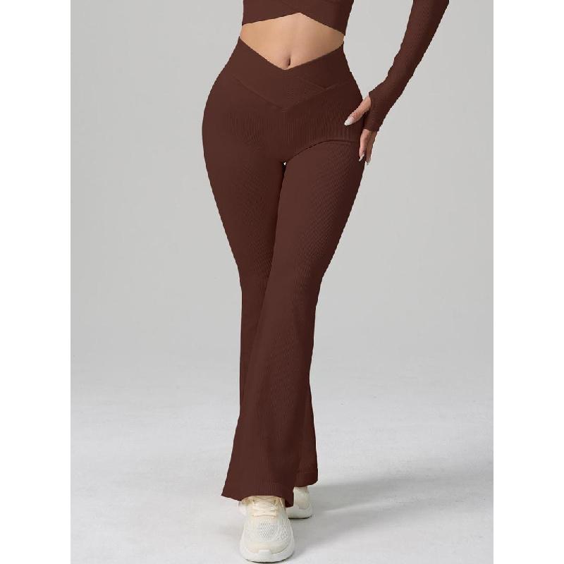 Women's ordinary high-waist bell bottoms, basic casual high-stretch overlapping waist bell bottoms, Body Shapewear, Summer wear 2025, Summer Women's Shapewear 2
