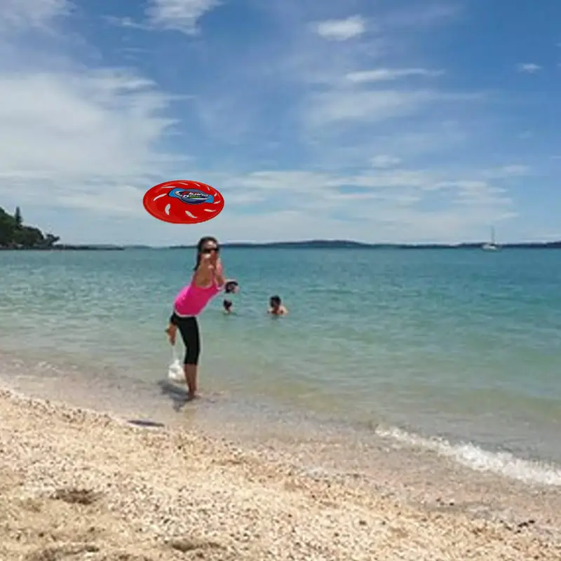 Flying Disc skimmer Frisbee Ring Throw Fetch Retrieval Beach Garden Kids 4