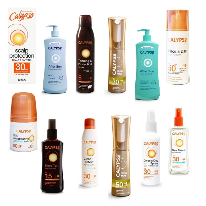 Calypso Sun Tanning Oil Mist After Sun Cream SPF30, SPF50 & More.. Facial Skincare Sunscreen Hydrate Uv Comfort
