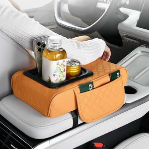 Car Armrest Box Storage Bag, Multifunctional Car Center Console Armrest Pad for Drinks & Phones, Car Interior Accessories for Stowing & Tidying