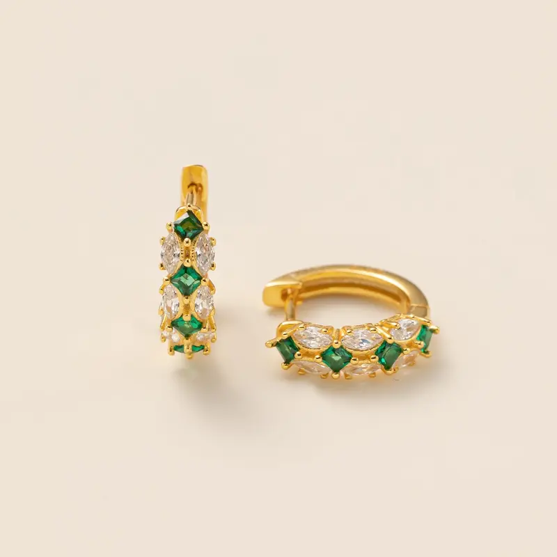 Emerald Green Hoops (S925) 2