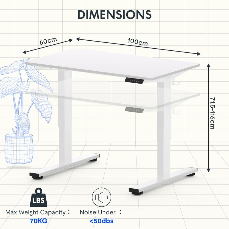FLEXISPOT ONE PIECE Electric Standing Desk | Height Adjustable Sit Stand Desk | Ergonomic & Space-Saving Desk for Home Office or Study Room 8