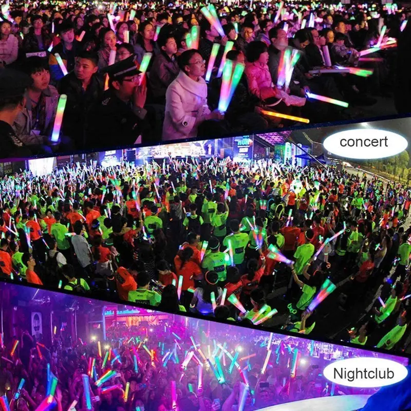60 LED Foam Glow Sticks Party Wedding Flashing LED Light Stick Light-up Wand UK 6