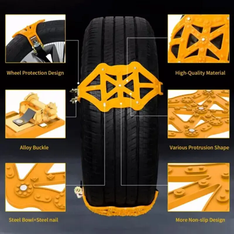 8X Anti-slip Car Winter Tire Wheels Rain Chains for 165-265mm Wheels RainChains 7