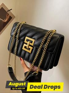 Women's Fashion Chain Strap Casual Crossbody Bags, Casual Versatile Quilted Shoulder Bag for Daily Travel Work Commute, Trendy All-match Commuter Stylish Chain Bags, Girl Fashionable Shopping Bag