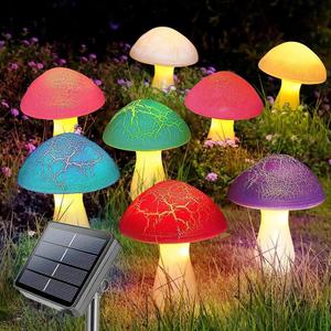 Solar Powered Garden Decorative Light, 8 Counts Waterproof Solar Powered Mushroom Design Atmosphere Lamp, Outdoor Decoration Light for Yard & Garden