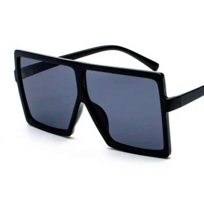 Black Square Flat Top Large Fashion Sunglasses Women Shades Big Oversized 8