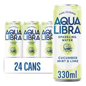Aqua Libra Cucumber, Mint & Lime Infused Sparkling Water 24 pack of 330ml cans Beverage