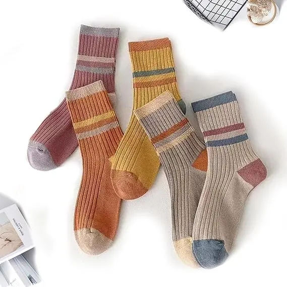 Women's Retro Calf Socks - Multipack of 5 Pairs, Soft & Comfortable for Everyday Wear - Womenswear 1