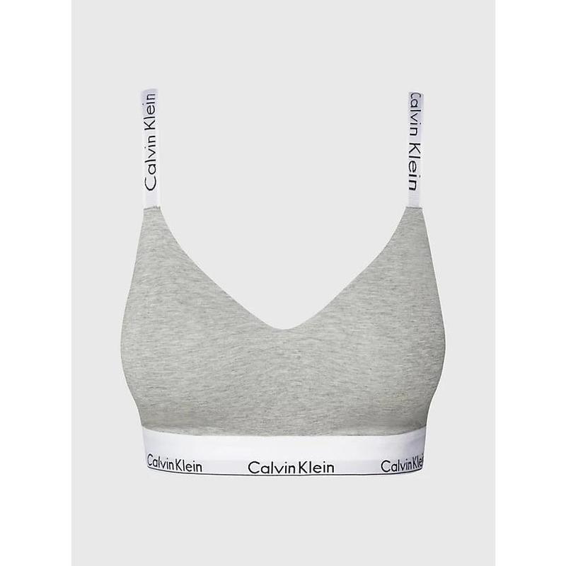 Calvin Klein Women's Lightly Lined Modern Cotton Full Cup Bralette - Grey Heather Breathable Comfort 0