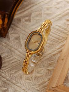 Women's Elegant Oval Dial Quartz Watch, Analog Quartz Watch, Fashionable Watch for Party, Daily Clothing Decor, Trendy All-match & Exquisite Watch for Birthday Gift, without Box
