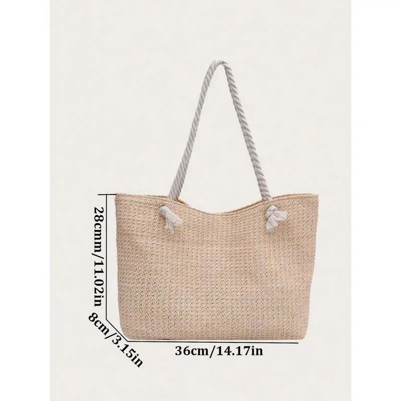 Woven Large Capacity Tote Bag – Lightweight Summer Shoulder Handbag for Travel, School & Work 3