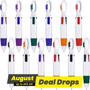 Retractable Shuttle Pen, 12pcs 4 Color Neon Ballpoint Pen, Ballpoint Pen Set, Top Multi-color Carabiner Keychain for Office School Supplies Students Stationery Gift, Aesthetic Pens