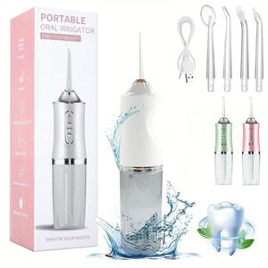 Rechargeable Water Flosser, 1 Box Portable Oral Irrigator with 4 Counts Jet Tips, Waterproof Teeth Cleaner, 3 Modes Teeth Cleaning Tool for Home & Travel