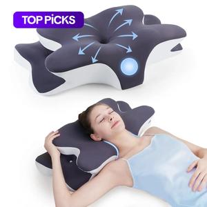 Double-Sided Contoured Neck Pillow, Unscented Memory Foam with Cooling Cover, Zoned Design & Extra-Large Armrest for Deep Sleepers & Side/Stomach/Back Sleepers #TOP PICKS