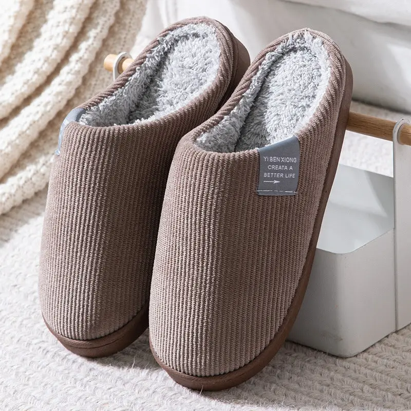 Cotton slippers women's winter non-slip plus velvet warm confinement slippers indoor home men's cute plush cotton slippers winter Girl Footwear 1