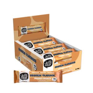 YuBi Bar Protein Flapjacks, Peanut Crunch, 13g Protein, Gluten Free, Low Sugar, 12 Pack