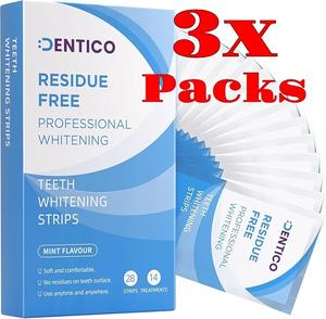 Big Bundle! - Pack of 3 x Dentico Professional Teeth Whitening Strips, Pap+ Formula, 28 Count, Enamel-Safe Whitening Strips for Teeth Sensitive, Results in 14 Days, Remove Stains from Coffee, Tea, Wine, Ultra-Thin & Flexible