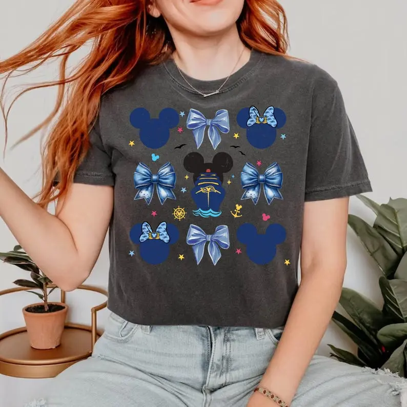 Mickey Cruise T-black shirt,  Cruise black shirt, Coquette Bow Mickey black shirt, Coquette Cruise black shirt 0