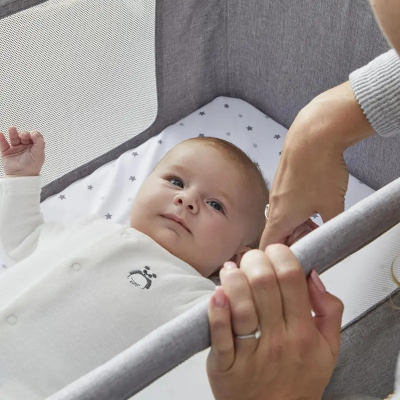 Bedside Crib | Height Adjustable baby Bed with Mattress (Grey) 3