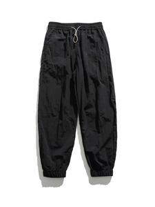 Men's Solid Color Drawstring Pocket Pants, Loose Casual Comfy Elastic Waist Trousers for Spring Summer Fall, Mens Bottoms for Daily Wear