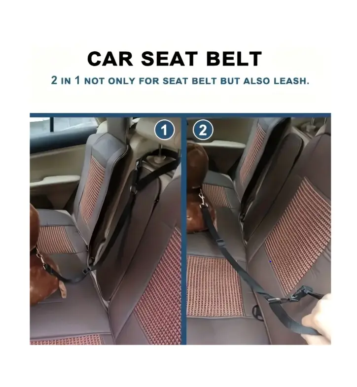 1pc Pet Car Safety Belt, Dog Cat Car Leash, Retractable Backseat Pet Tether, Keep Your Dog Safer! Dog Outing Dog Stuff 2