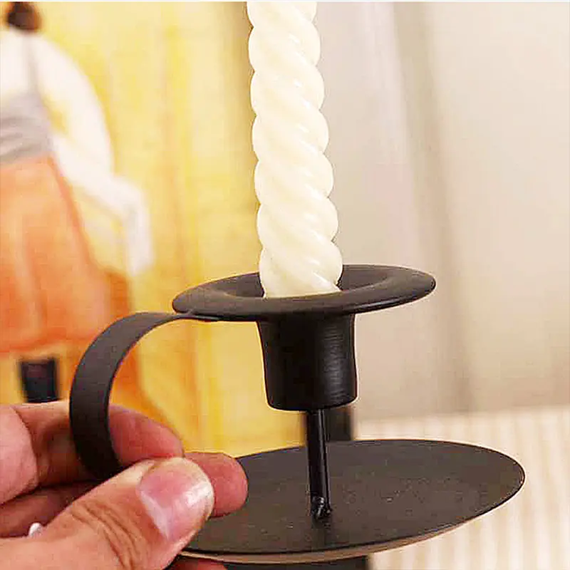 2 pcs Candlestick Holders with Handrail Candle Stands Vintage Decoration for Christmas Halloween Valentines 4