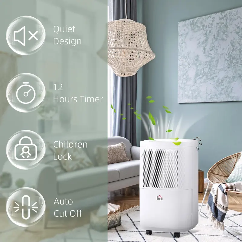 HOMCOM 10L/Day WiFi Smart Dehumidifier - Portable & Quiet Air Dehumidifier (2.2L Tank) 5
