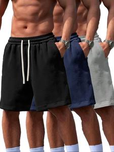 Men's Solid Color Sports Shorts, Breathable Comfortable Sports Shorts, Casual Sporty Shorts for Men, Sports Bottoms for All Seasons