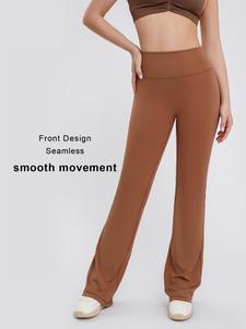 Hip Lifting Tummy Shaping Training Flared Pants Naked feel Yoga Pants Wider Flip Fold High Waist Header