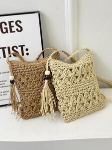 Women's Fashionable Straw Boho Style Crossbody Bag, Casual Versatile Shoulder Bag for Daily Used, Trendy High-quality Daily Commuting Textured Bag, Elegant Commuter Bag