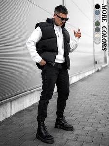 Men's Solid Zip Up Stand Collar Gilet, Regular Fit Casual Pocket Design Sleeveless Outerwear for Fall & Winter, Men's Clothes for Daily Wear, Waistcoat Vest