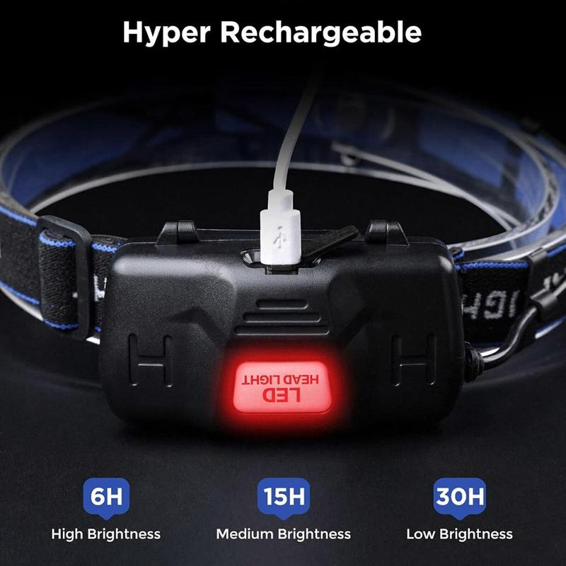 T6 Headlamp 350000LM LED Zoom Headlight Rechargeable Head Torch USB Line UK Stock 6