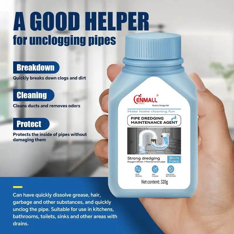 Product Introduction of [Mothers' Day Pre-Sale] ENMALL Powerful household safety grade oil pipe, drain cleaner,sewer, bathroom unblocker - dissolves blockages ,can be used in your home,from the kitchen sink to the washbasin,toilet,floor drain and so on 5
