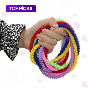 Random Color Elastic Chew Necklace Set, 6 Counts/set Stress Relief Sensory Toys, Concentration Training Toys, Early Education Supplies