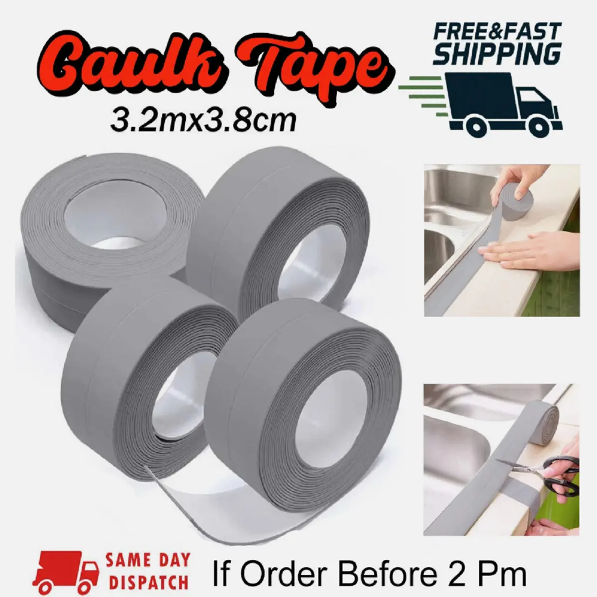 Bath Kitchen Caulk Tape Sealant Strip PVC Self Adhesive Toilet Wall Sealing Tap