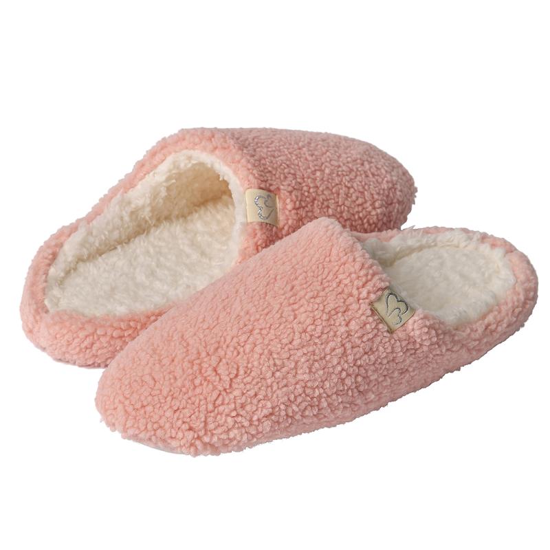 Ladies Fleece Slippers Womens Memory Foam Mule Two-Tone Breathable Soft Cosy 1