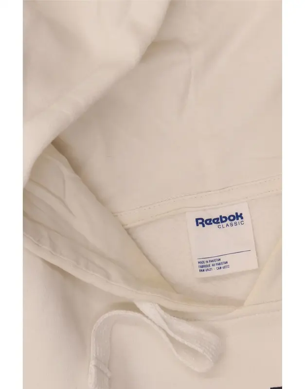 Pre-Owned Vintage REEBOK Mens Graphic Hoodie Jumper XL White Cotton 4
