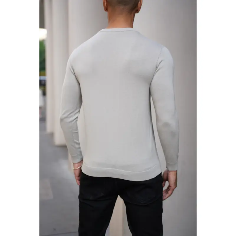 Capo Egyptian Cotton Crew Neck Jumper - Stone 4