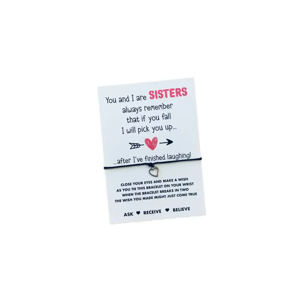 Sisters Heart Wish String Bracelet