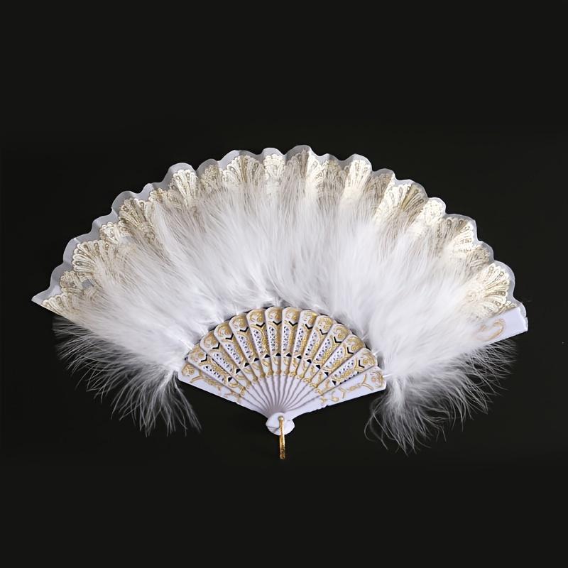 Luxurious Thickened Feather Folding Performance Fan - Large Handheld, Lightweight, and Durable for Adults, Chinese Cheongsam Runway Show Accessory, Multi Color Available, Perfect for Dance, Performance, and Fashion Show 6