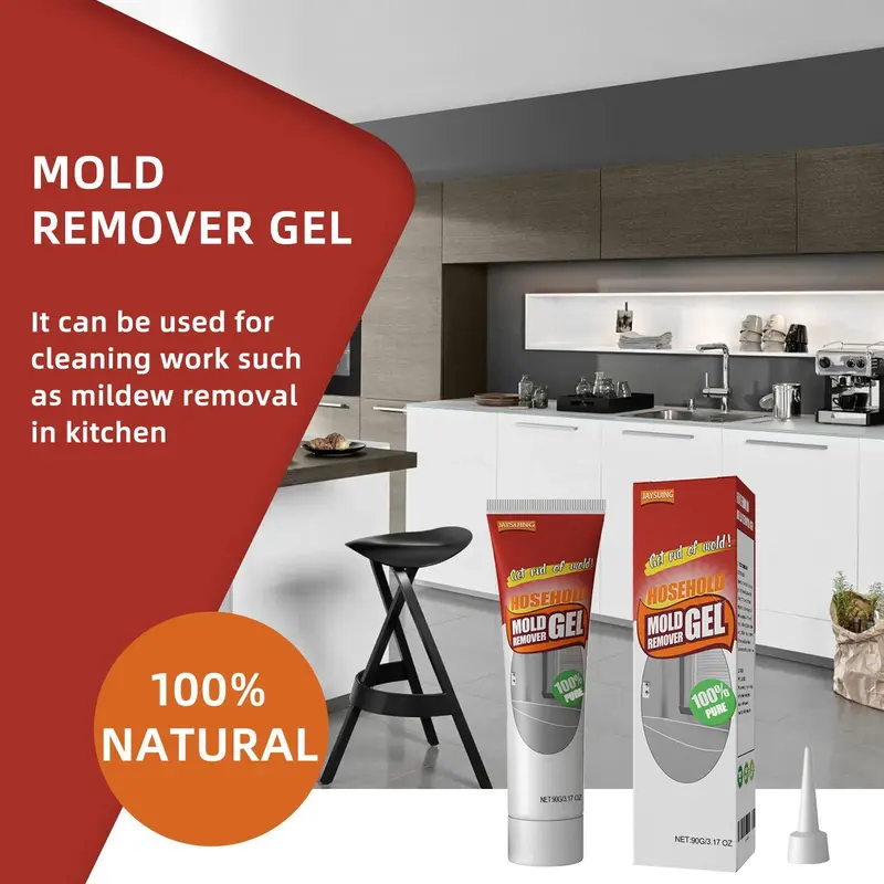 Mold removal gel for cleaning stains and mold on white walls in bathrooms and kitchens. 2