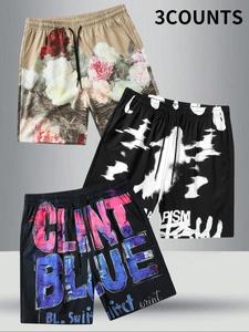 Men's Graphic Print Shorts, Casual Comfy Breathable Beach Shorts for Summer, Men's Bottoms for Daily Wear